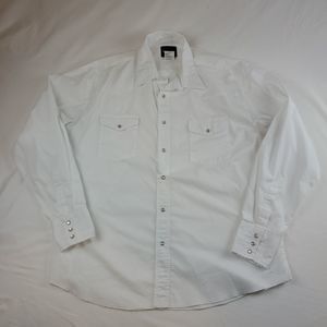 Vintage Wrangler Pearl Snap Shirt Mens XLarge XL Long Sleeve White